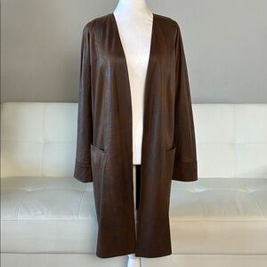 Soft Surroundings Dark Brown Faux Leather Ling Jacket with Pockets
